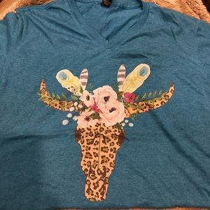 Annvil Large teal v neck Tee